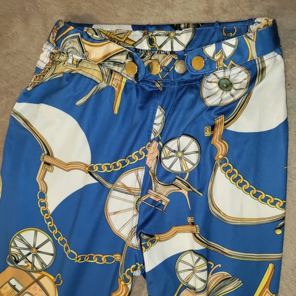 🆕Fashion Nova | Womens Blue & Gold Chain Link Print Leggings Size XS - Picture 6 of 10